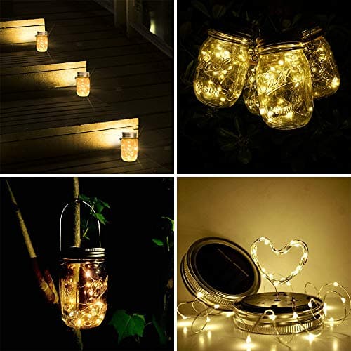 8 Pack 20 LED Waterproof Fairy Jar Lids String Lights - Warm White