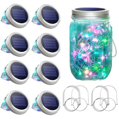 8 Pack 20 LED Waterproof Fairy Jar Lids String Lights - Warm White — Colorful