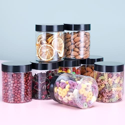 Mfacoy 6 Pack 8 oz Clear Leakproof Plastic Jars with Lids, Perfect for Storing Dry Food, Candy, and More
