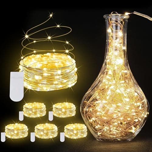 12 Pack Warm White Battery Operated Fairy Lights - 7ft Waterproof Silver Wire Strings for Wedding Table Décor — Warm White