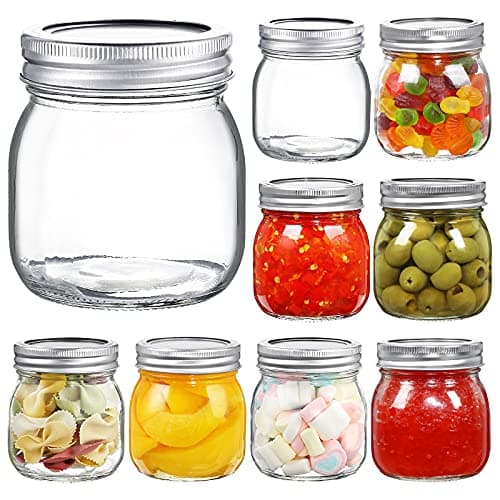 YEBODA 9 Pack Wide Mouth Mason Jars, 10 oz, Glass Canning Jars