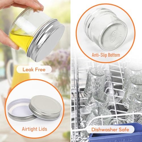 AuroTrends 4 oz Silver Lids Mason Jars 12Pcs for Candles Jams Spices