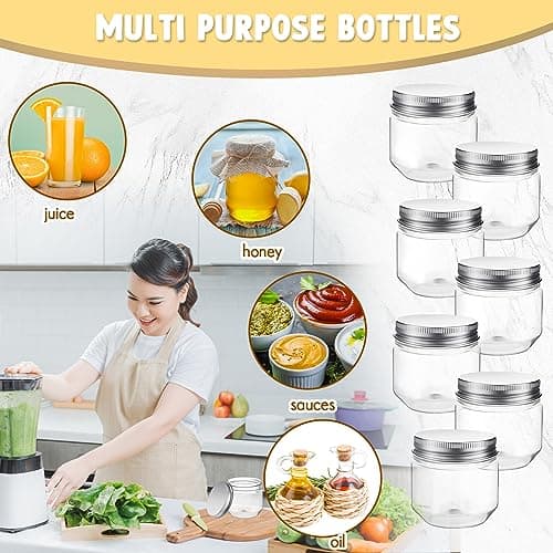 Tanlade Silver 60pcs 3 oz Clear Mason Jars with Lids for Storage Favors