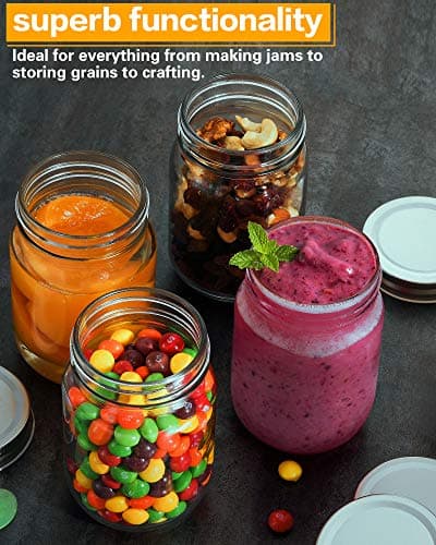 15 Pack 16 oz Mason Jars With Silver Lids for Meal Prep