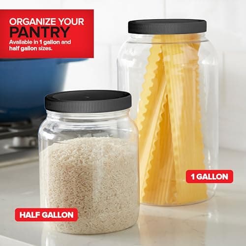 Clear Plastic Jars with Lids (2 Pack) - 64 oz Wide Mouth Storage for Candy, Cookies, Crafts, Kitchen Stocktips