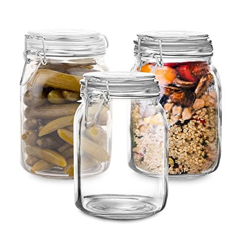 3-Liter Mason Jars with Lid | Airtight Glass Storage for Food, Coffee, Candies & More | Glass Canisters | 34 Ounces
