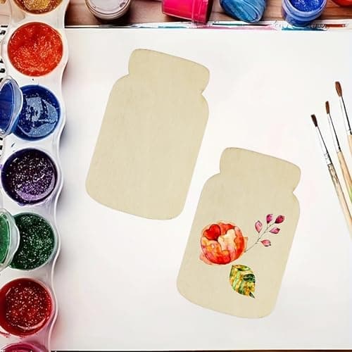 30 Pack 4 Inch Wood Mason Jar Cutouts for Home Party Decoration Craft Project