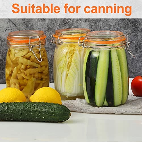 Clear 32 oz Wide Mouth Mason Jars, 4PC Set with Airtight Lid for Canning Sugar BeansCoffee