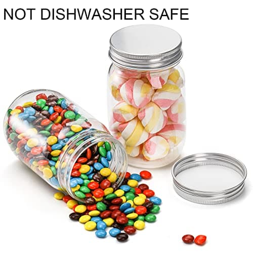 Tebery 24-Pack Clear Plastic Mason Jars, Shatterproof Storage for Slime, Oats, Honey