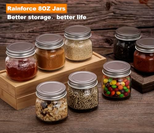 8 oz 30 Pack Small Mason Jars Silver Lids Spices Glass