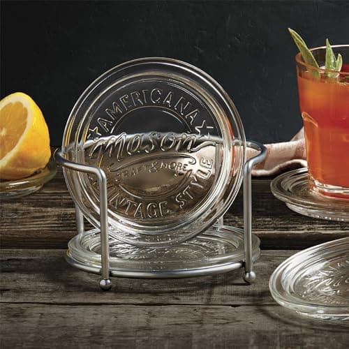 Personalized Glass Coasters Set with Organizer