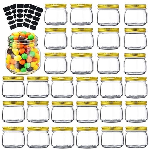 8 oz 30 Pack Small Mason Jars Silver Lids Spices Glass — Gold