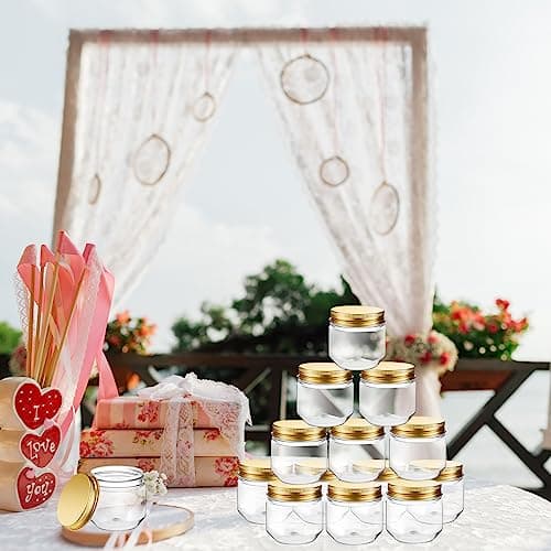 Tanlade Gold 60pcs 3oz Clear Mason Jars with Lids Bulk Storage Containers