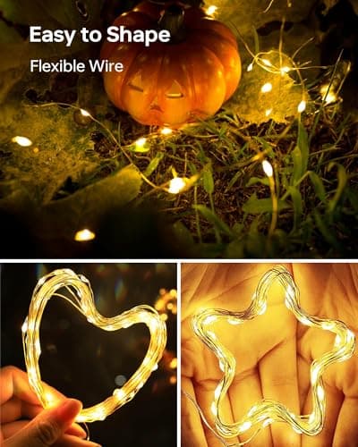 10 Pack Copper Twinkle Lights - 7ft Warm White Battery Operated Fairy Lights for DIY Crafts & Party Decor