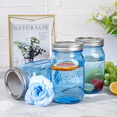 WELLIFE Wide Mouth Mason Jars, 6 Pack Blue Mason Jars for Food Storage & DIY Crafts
| WELLIFE Wide Mouth Mason Jars, 32 OZ Blue Mason Jars for Fermenting & Pickling
| WELLIFE Wide Mouth Mason Jars, Blue Mason Jars for Decor & Meal Prep