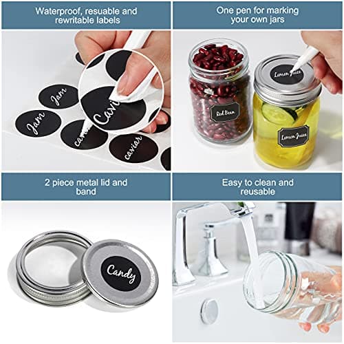 CycleMore 350ml Wide Mouth Glass Mason Jars, Silver Lids, Ideal for Honey, Jam, and Crafts