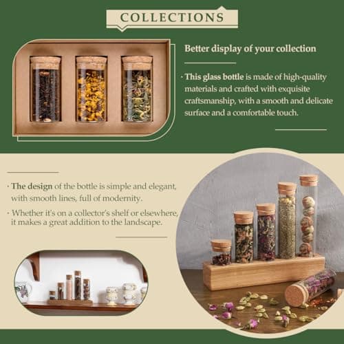 JIUYUE Mini Glass Bottles with Cork-Stoppers, Art Crafts Storage Jars (10 Pcs)
