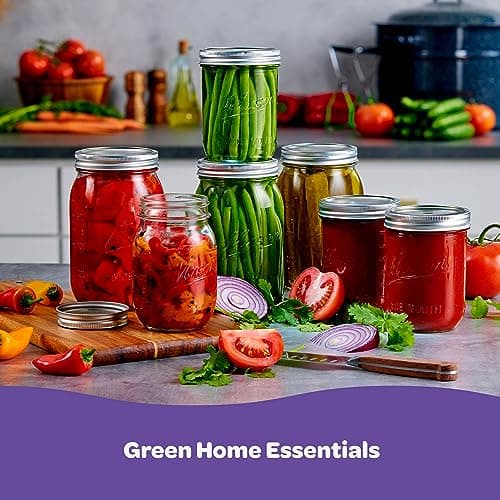 SEWANTA 32 oz Mason Jars 4 Pack - Canning, Fermenting, Pickling, Microwave Safe