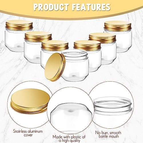 Tanlade Gold 60pcs 3oz Clear Mason Jars with Lids Bulk Storage Containers