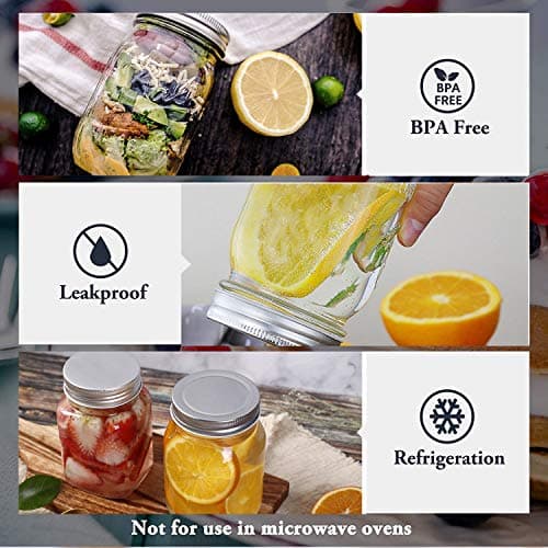 Accguan 16oz Glass Mason Jars with Airtight Lids, 15 Pack, Ideal for Jam, Honey, and More