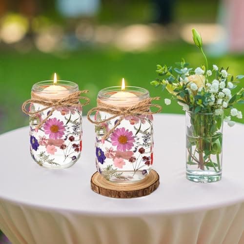 140 Pcs Natural Real Pressed Flowers Mason Jar Lanterns for Christmas Weddings