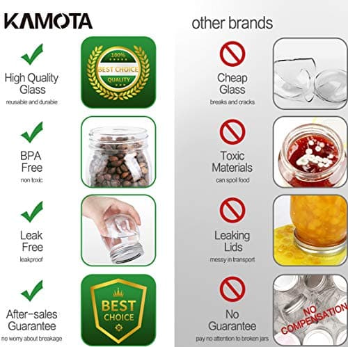 KAMOTA 10 oz Mason Jars, 12 Pack, Whiteboard Labels Included