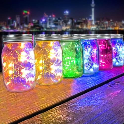 Colorful 16 oz Glass Mason Jars with Lids - 6 Pack Canning, DIY Crafts, Fermenting, Microwave & Freeze Safe