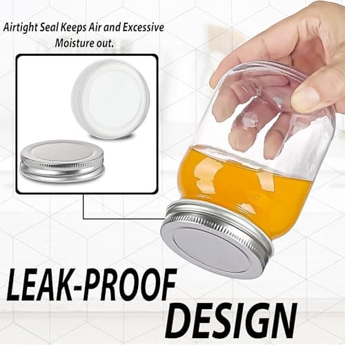 16 oz Clear Glass Jars with Silver Lids for Canning & Storage (2 PACK)