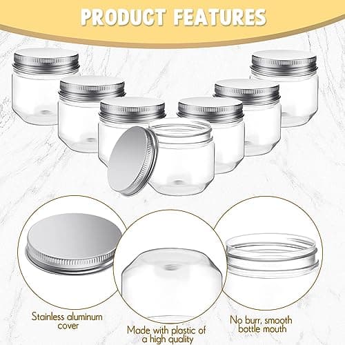 Tanlade Silver 60pcs 3 oz Clear Mason Jars with Lids for Storage Favors