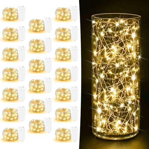 10 Pack Copper Twinkle Lights - 7ft Warm White Battery Operated Fairy Lights for DIY Crafts & Party Decor — Warm White
