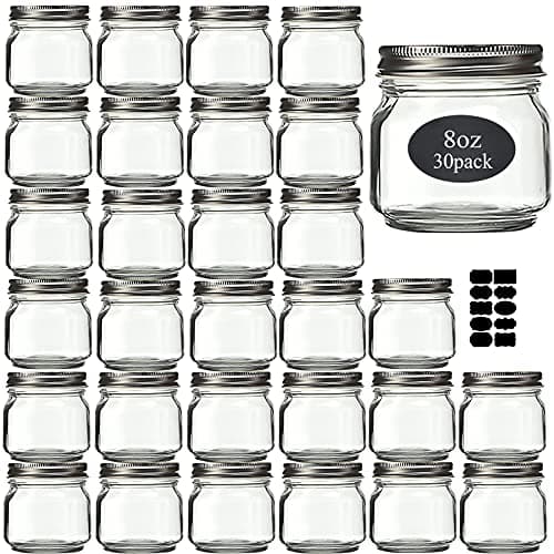 8 oz 30 Pack Small Mason Jars Silver Lids Spices Glass