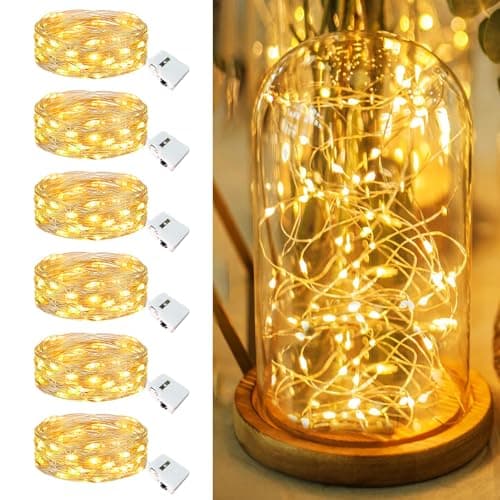 Warm White 7ft 20 LED Twinkle Lights - 6 Pack, 3 Modes, Waterproof Party Decoration