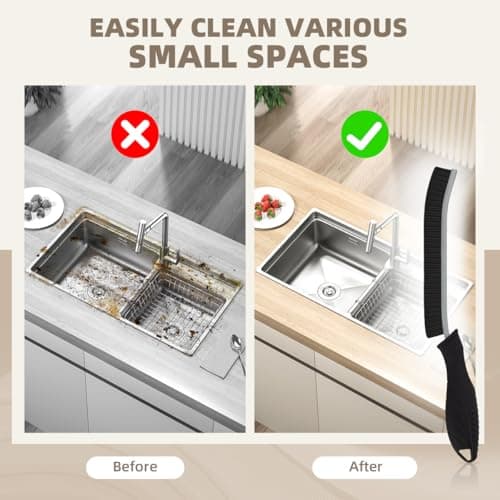 SXhyf Hard Bristle Crevice Cleaning Brush - Multifunctional Gap Cleaner, Bathroom & Household Tools (3 Pack, Black)