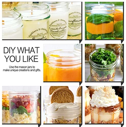 KAMOTA 16 oz Wide Mouth Mason Jars, 12 Pack, Silver Lid & Band