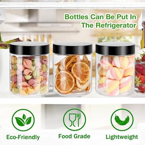 Mfacoy 6 Pack 8 oz Clear Leakproof Plastic Jars with Lids, Perfect for Storing Dry Food, Candy, and More