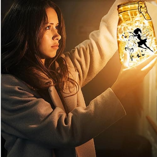 Cabin 12Pcs Fairy Silhouettes Mason Jar Decor Xmas Ornaments PVC Embellishment Black