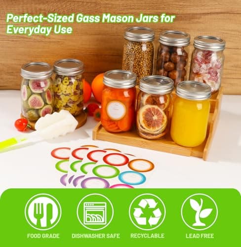 12 oz Glass Mason Jars With Lids 20 Pack for Jam and Fruit Storage
| Reusable 350ml Round Canning Jars With Silver Separable Lids for Honey and Beverages
| Mason Jars 12 fl. oz, Set of 20 for Wedding Favors and Gifts