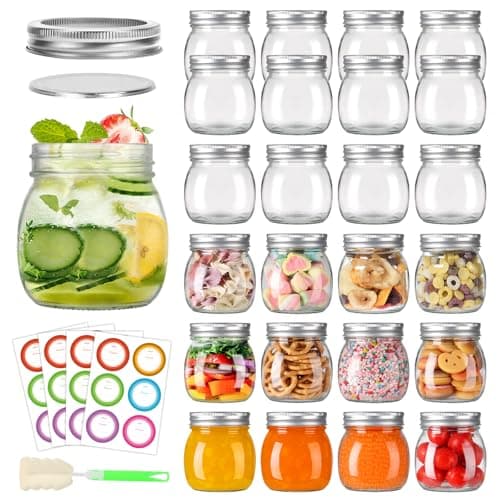 12 oz Glass Mason Jars With Lids 20 Pack for Jam and Fruit Storage
| Reusable 350ml Round Canning Jars With Silver Separable Lids for Honey and Beverages
| Mason Jars 12 fl. oz, Set of 20 for Wedding Favors and Gifts — 10fl.oz 24pack