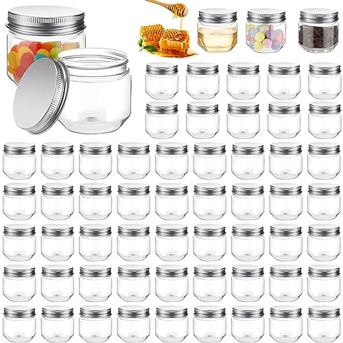 Tanlade Gold 60pcs 3oz Clear Mason Jars with Lids Bulk Storage Containers — Silver