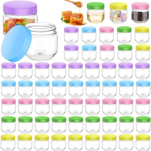 Tanlade Gold 60pcs 3oz Clear Mason Jars with Lids Bulk Storage Containers — Colorful