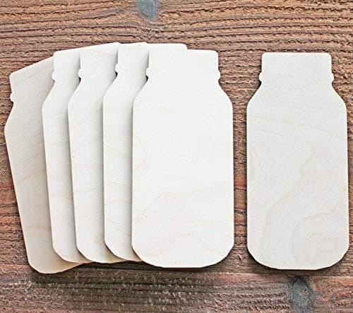 6-Pack Unfinished Birch Plywood Cutout Mason Jars for DIY Crafts Door Hangers Ready to Paint