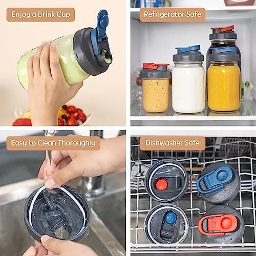 SOLIGT 4 Pack Ball Brand Mason Jar Lids, Wide Mouth Pour Spouts for Salad Dressing & Food Storage