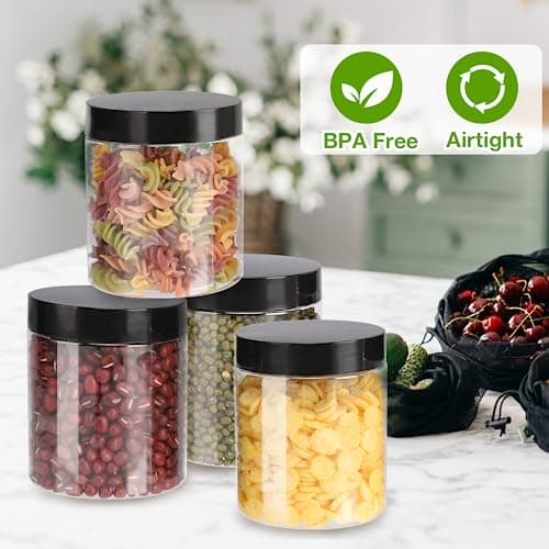 Mfacoy 6 Pack 8 oz Clear Leakproof Plastic Jars with Lids, Perfect for Storing Dry Food, Candy, and More