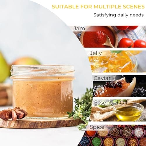 CycleMore 40 Pack 4oz Clear Mason Jars with Silver Lids, Spice Bottles for Honey & Jam