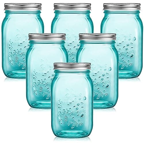 Tessco Purple 16 oz Colored Mason Jars with Lids for Crafts & Storage — Teal