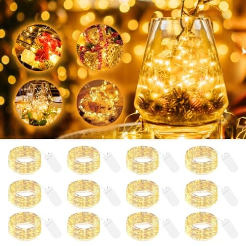 btfarm 12 Pack Warm White 7ft LED Fairy Lights for Mason Jars & Party Centerpieces