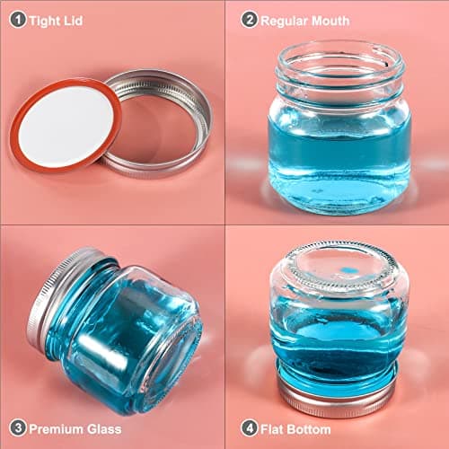 Betrome 24 Pack 8 oz Mason Jars for Oats, Jam & More