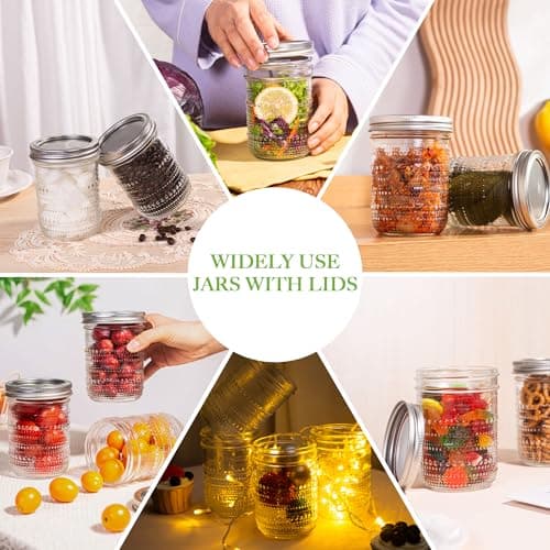 16 Oz Vintage Wide Mouth Mason Jars, 6 Packs, Perfect for Pickling & Fermenting