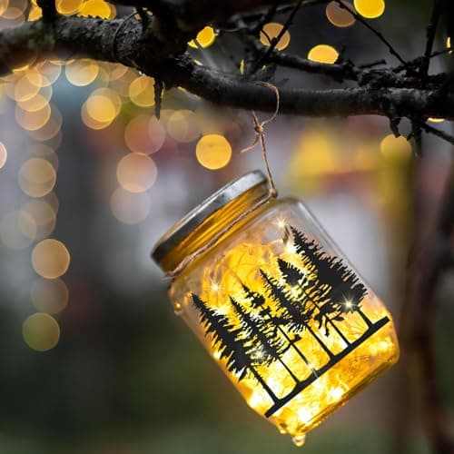 Reusable Forest Silhouette Jar Decals, 12Pcs DIY Craft Kit for Jars & Mason Can