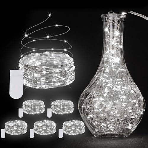 12 Pack Warm White Battery Operated Fairy Lights - 7ft Waterproof Silver Wire Strings for Wedding Table Décor — White
